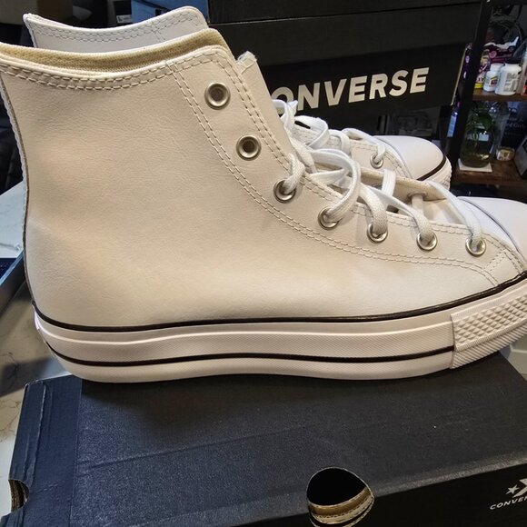 Converse All Star 561676C Platform Hi lift Leather White Mens Size 12 NEW - Picture 5 of 9